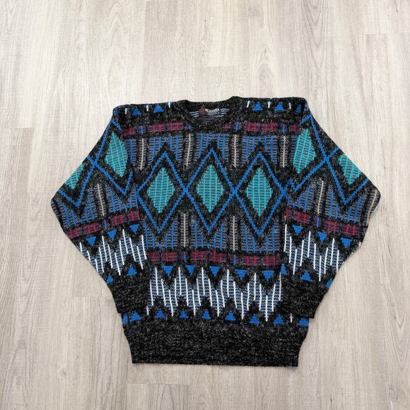 Vintage Other - Vintage Scandia Sweater Men's Large Geometric Knit Crewneck 90s USA Biggie Cosby